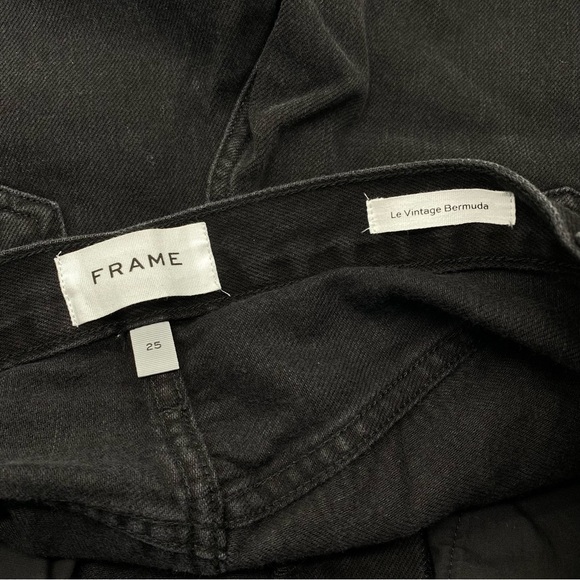 NWT Frame Le Vintage Bermuda Distressed Denim Shorts Washed Black 25 - Picture 8 of 11
